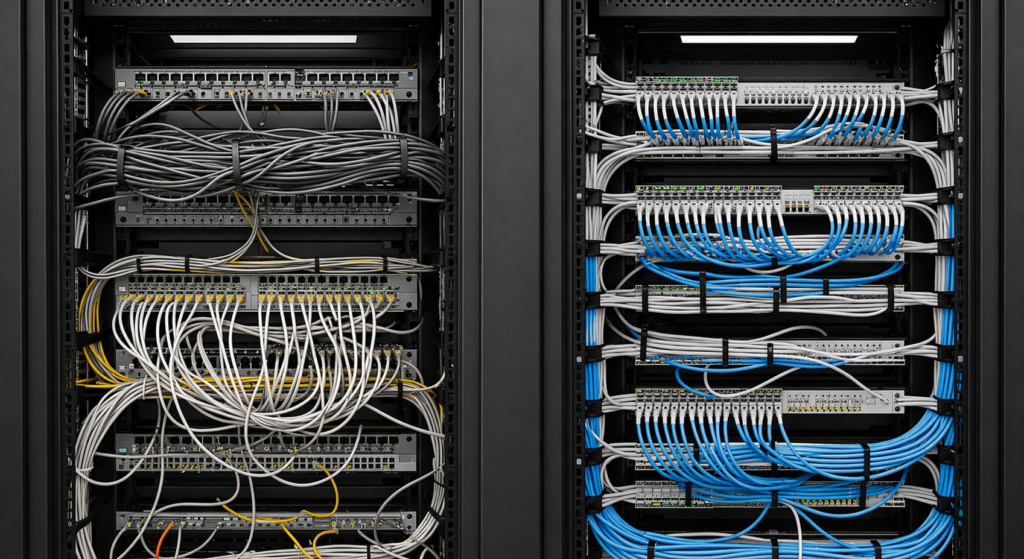 Rack bagunçado rede lenta: entenda como a organização faz diferença